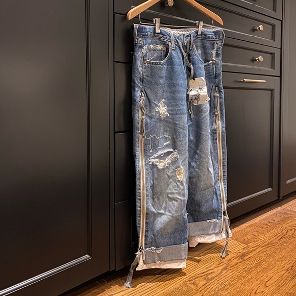 GREG LAUREN DENIM ZIP LOW SLUNG JEANS - Picture 6 of 6